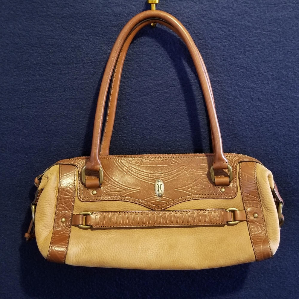 Cole Haan Sierra Tooled Village Handbag Elegant With Brown Leather Accents